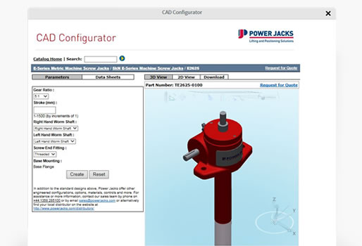 power jacks CAD product configurator